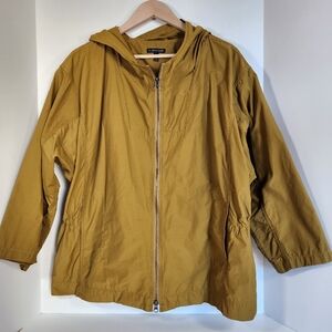 EUC Eileen Fisher nylon anorak rain coat lightweight jacket mustard yellow XL
